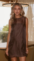 Nissa Sheer Mini Dress - Chocolate