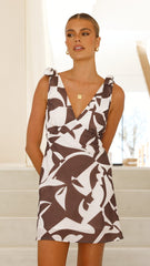 Delilah Mini Dress - Chocolate Print