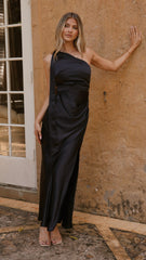 Halle One Shoulder Maxi Dress - Black