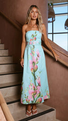 Clove Midi Dress - Blue/Pink Floral