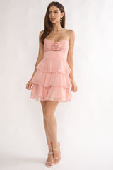Ayala Strapless Ruffle Mini Dress Pink