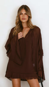 Leera Mini Dress - Chocolate