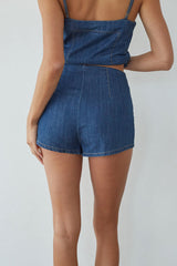 Amena Mid Rise Denim Shorts