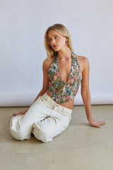 Acacia Jacquard Halter Floral Corset