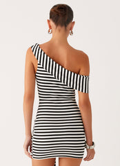 All Day Mini Dress - Black White Stripe