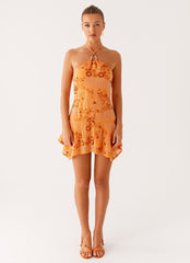 Ampolia Halter Mini Dress - Orange