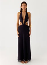 Astraeus Beaded Sequin Maxi Dress - Black