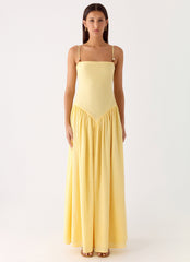 Aura Linen Maxi Dress - Lemon