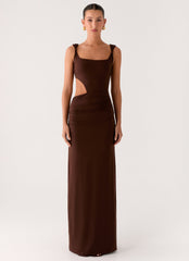 Balvin Cut Out Maxi Dress - Cool Chocolate
