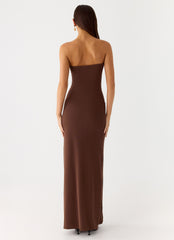 Belisse Beaded Mesh Maxi Dress - Chocolate