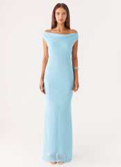 Brittany Chiffon Maxi Dress - Turquoise
