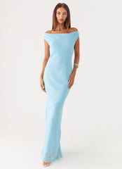 Brittany Chiffon Maxi Dress - Turquoise