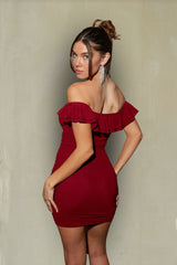 Dahlia Off the Shoulder Ruffle Bodycon Mini Dress