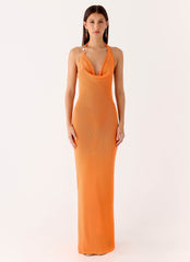 Delfina Cowl Knit Maxi Dress - Orange