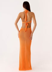 Delfina Cowl Knit Maxi Dress - Orange