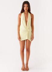 Eleanora Plunge Mini Dress - Yellow