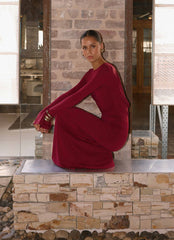 Elmont Long Sleeve Maxi Dress - Dark Cherry