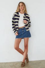 Frannie Striped Button Up Cardigan
