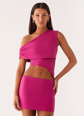 Give Me A Sign Mini Dress - Fuchsia