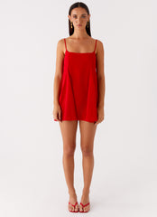 Godets Hem Mini Dress - Red