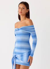 Gomez Bardot Knit Mini Dress - Cerulean