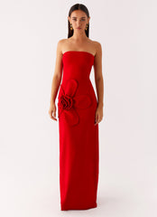 Hilton Strapless Maxi Dress - Red