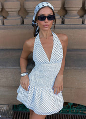 Holden Mini Dress - White Polkadot