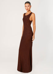 Hot Sequins Maxi Dress - Chocolate