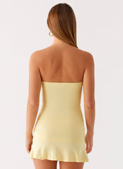 Hurts Like Hell Strapless Mini Dress - Lemon