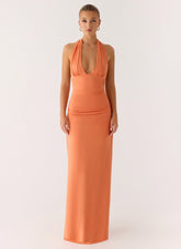 Ilaria Halter Maxi Dress - Apricot