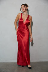 Illianna Open Back Satin Maxi Dress