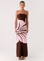 Jala Strapless Knit Maxi Dress - Espresso Meadow