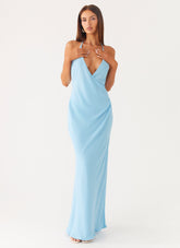 Just A Kiss Cowl Maxi Dress - Turquoise