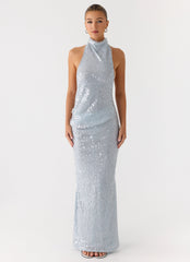 Kaida Sequin Maxi Dress - Misty Blue