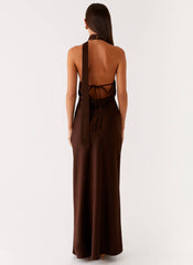 Keena Scarf Maxi Dress - Chocolate