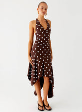 Keylani Halter Midi Dress - Chocolate