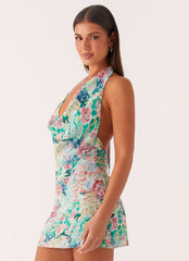 Laid-Back Cowl Mini Dress - Santorini Floral