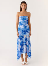 Lo Siento Midi Dress - Indigo Garden