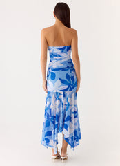 Lo Siento Midi Dress - Indigo Garden