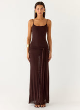Matoma Bodysuit Maxi Dress - Cool Chocolate