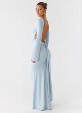 Midnight Song Long Sleeve Maxi Dress - Misty Blue