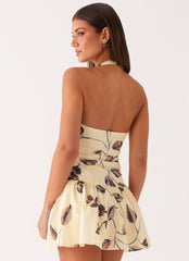 Mirelle Halter Neck Mini Dress - Buttercream Bliss