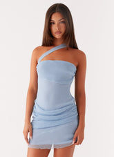 Misty Mesh Mini Dress - Pale Blue