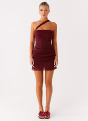 Misty Mesh Mini Dress - Maroon