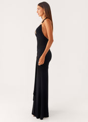 Miyah Halter Hardware Maxi Dress - Black