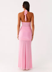 Miyah Halter Hardware Maxi Dress - Baby Pink