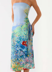 Niko Strapless Midi Dress - Spring Garden