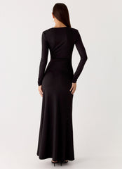 Palm Haze Maxi Dress - Black