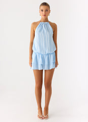 Parade Halter Mini Dress - Baby Blue