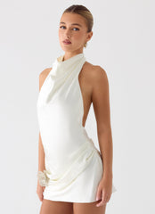 Play It Out Cowl Mini Dress - Ivory